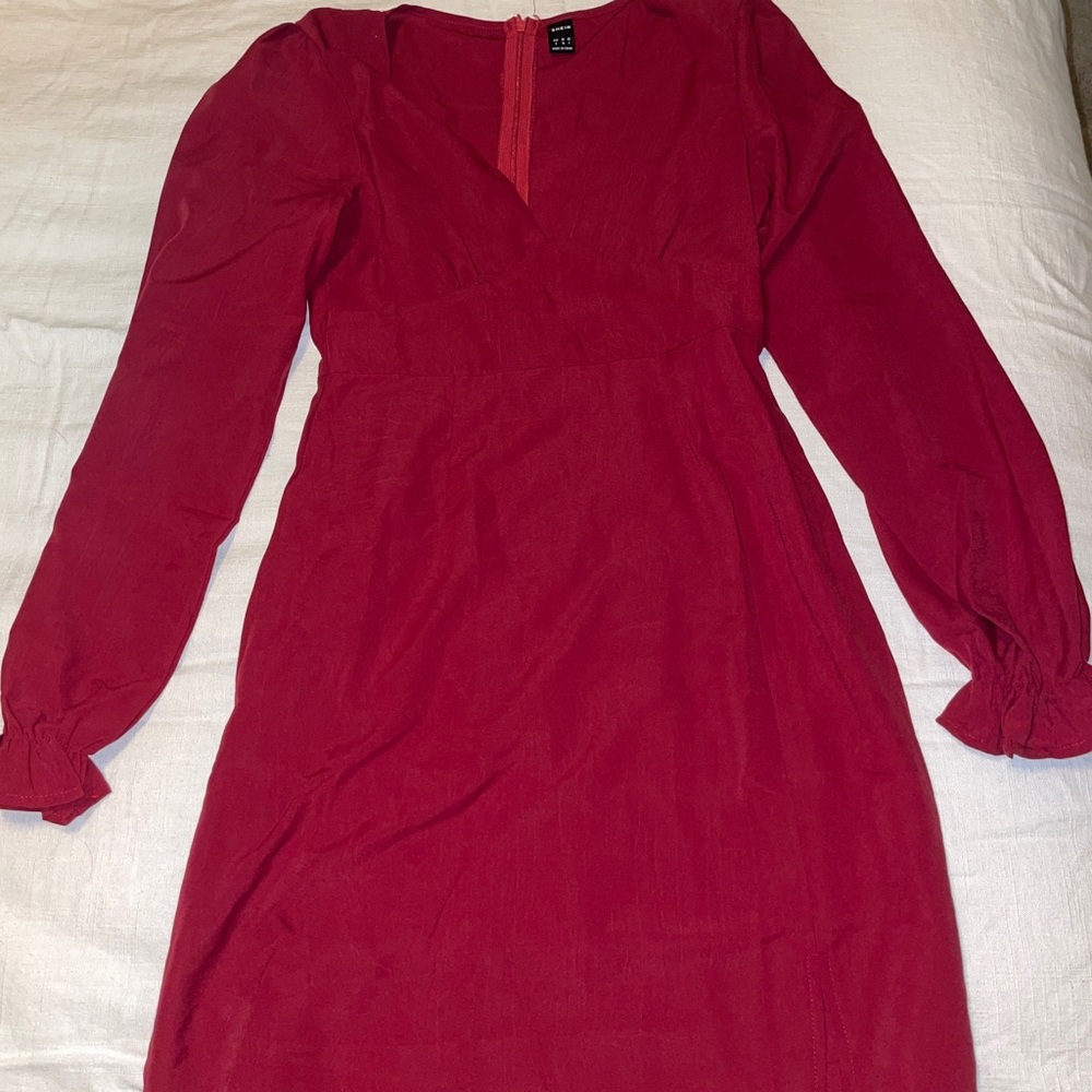 Shein raspberry colored long sleeve dress